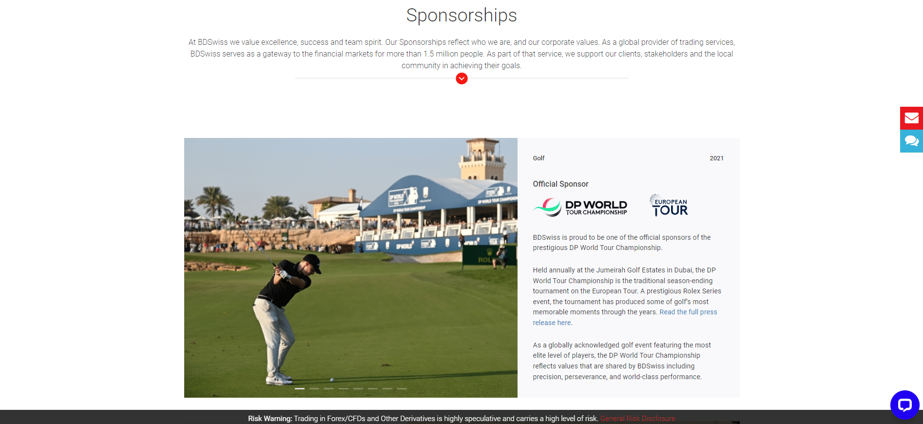 BDSwiss Sponsorships