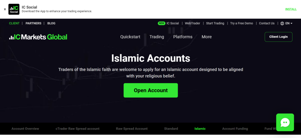 IC Markets Islamic Account