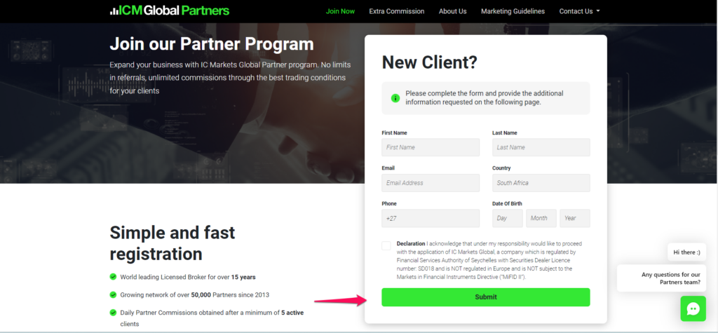 IC Markets Affiliate Account Step 3