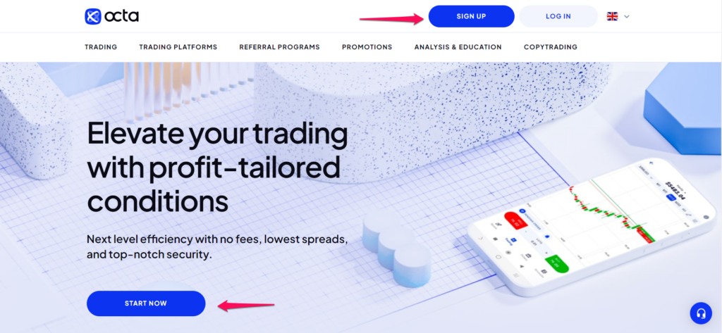 Octa Open Account Step 1