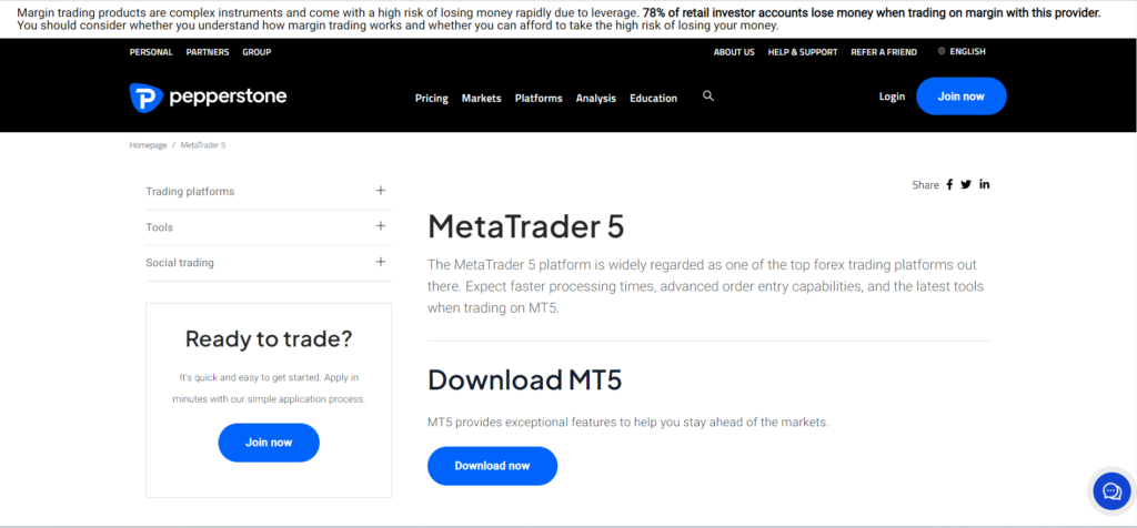 Pepperstone MetaTrader 5