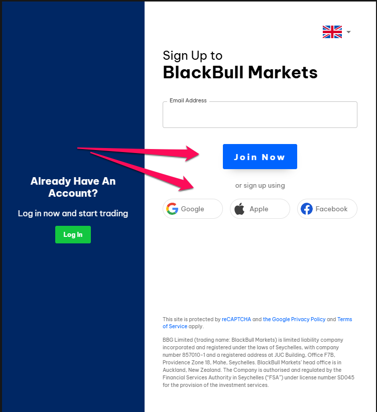 BlackBull Markets Account  step 2