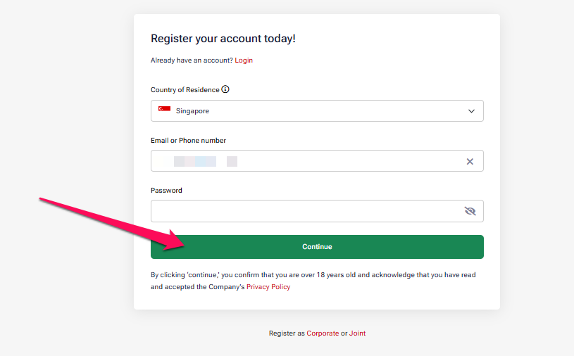 How Can Singaporeans Open an HFM Account step 2